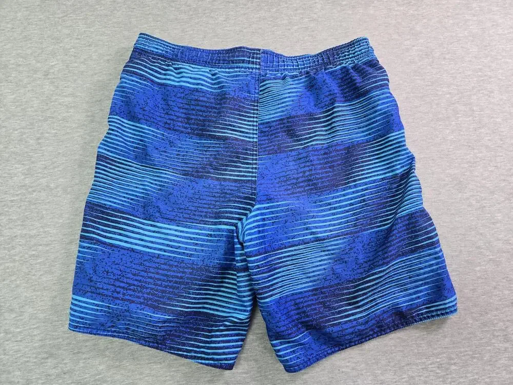 Nike Shorts Mens Medium Blue Striped Swim Trunks Lined Drawstring Mesh Liner